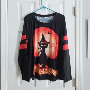 Black Halloween Cat Long Sleeve Shirt Nwot